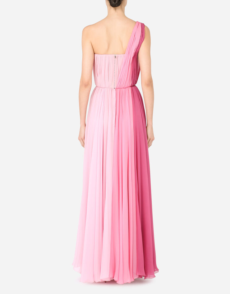 Dolce & Gabbana Langes One-Shoulder-Kleid aus Chiffon mehrfarbig MEHRFARBIG F6N0VTFU1AT