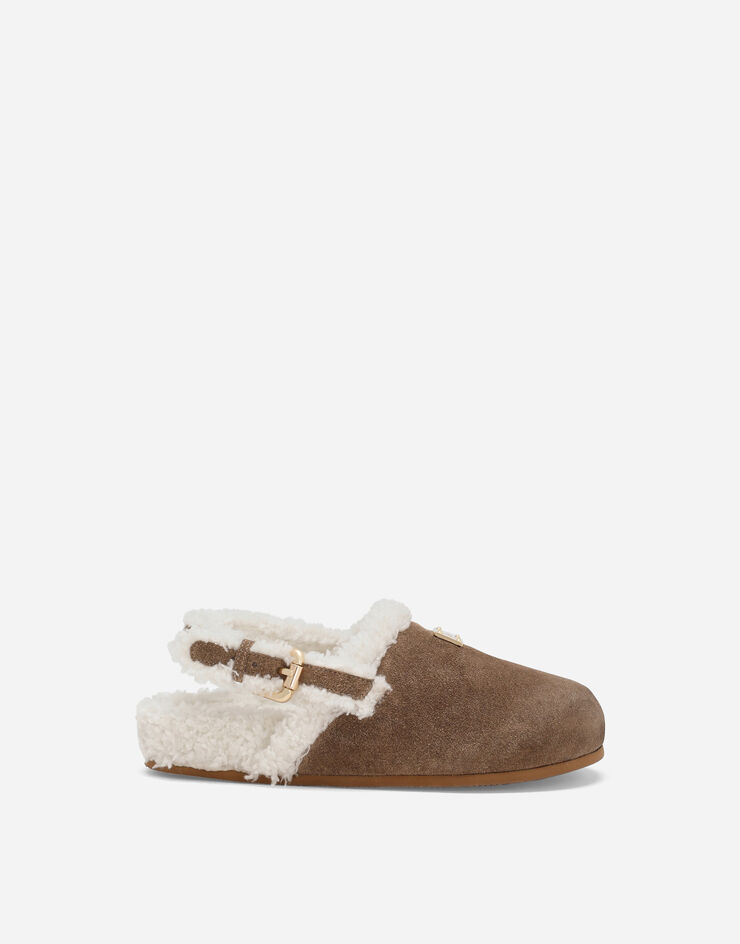 Dolce&Gabbana Suede mules with logo tag Multicolor DA5180AN339