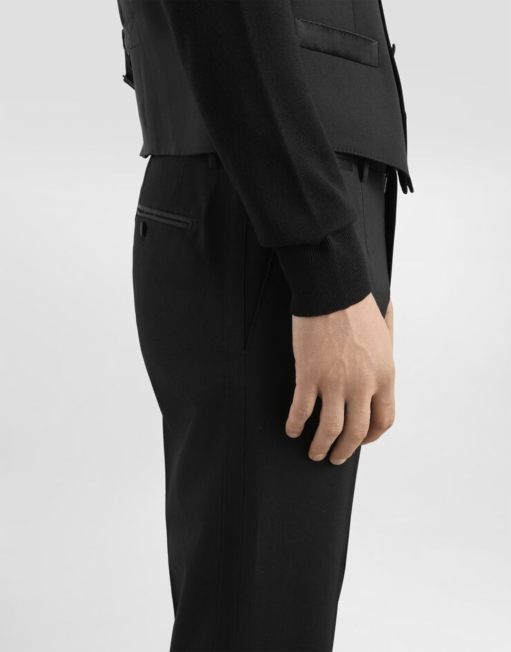 Dolce & Gabbana Three-piece Sicilia-fit suit in stretch wool Black GKPUMTFUBE7