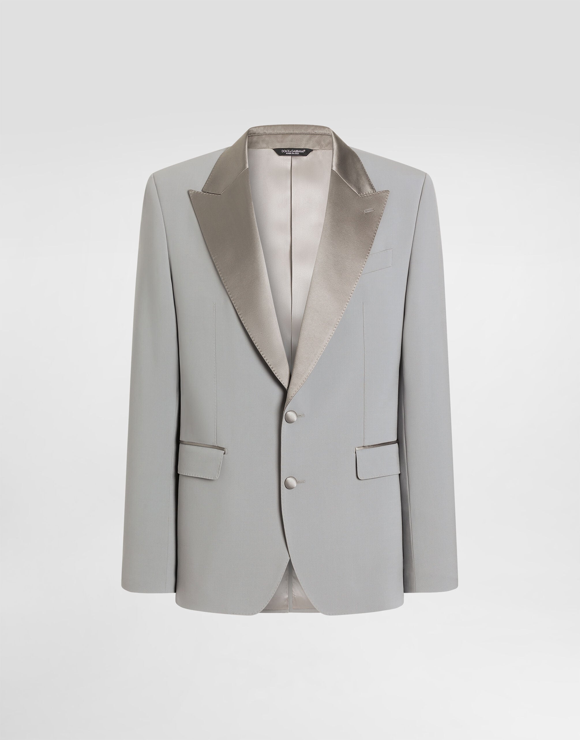 Sicilia light single-breasted micro-rib tuxedo jacket in Grey for