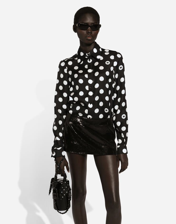 Dolce & Gabbana Miniskirt with micro-sequin embellishment Black F4CWOTFLSIM