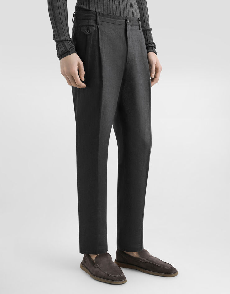 Dolce & Gabbana Hose aus Leinenstoff Délavé Grau GV4EEZFU4MF