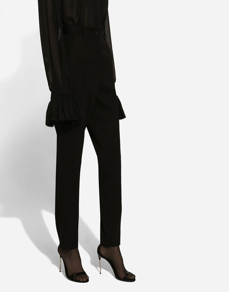 Dolce & Gabbana Pantalón pitillo en gabardina de lana Negro FTC30TFU28J