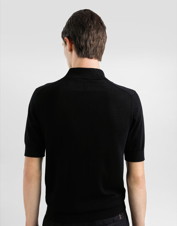 Dolce & Gabbana Polo de algodón con placa con logotipo Negro GXZ02TJBCE9