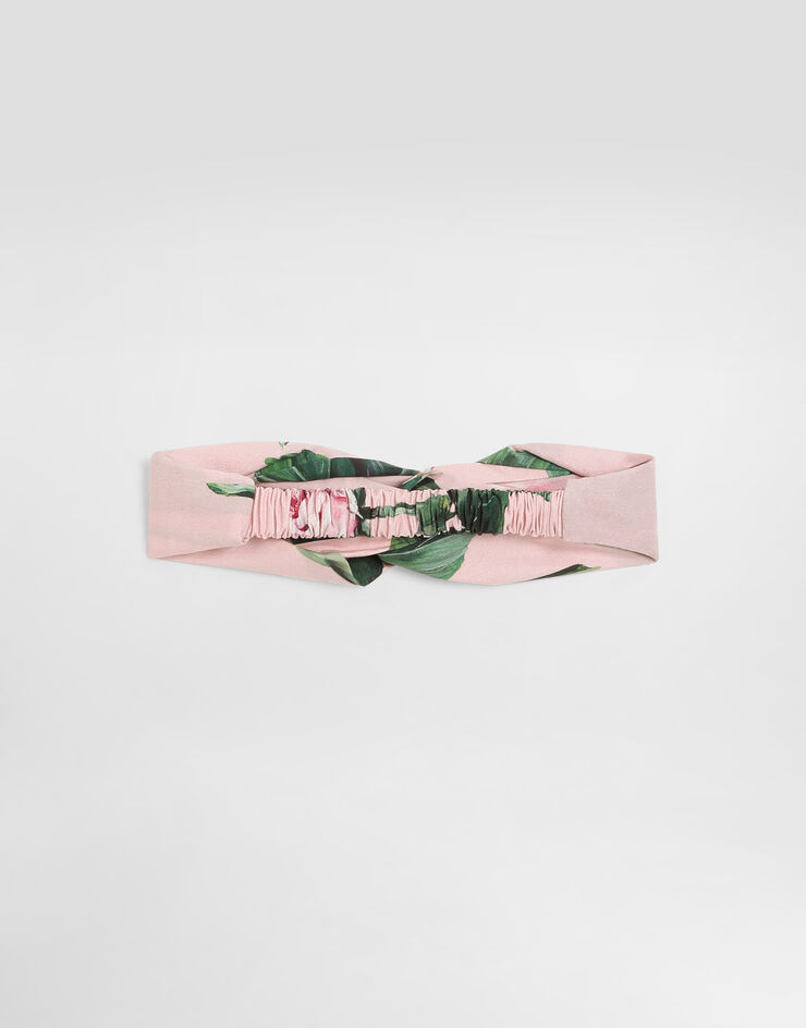 Dolce & Gabbana Cinta para el pelo de popelina con estampado de rosas Imprima LB5H09HS5S7