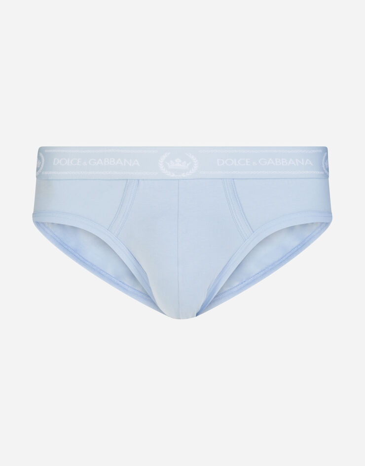 Dolce & Gabbana MEDIUM BRIEFS IN BI-ELASTIC COTTON AZZURRO M3B56JFUECH