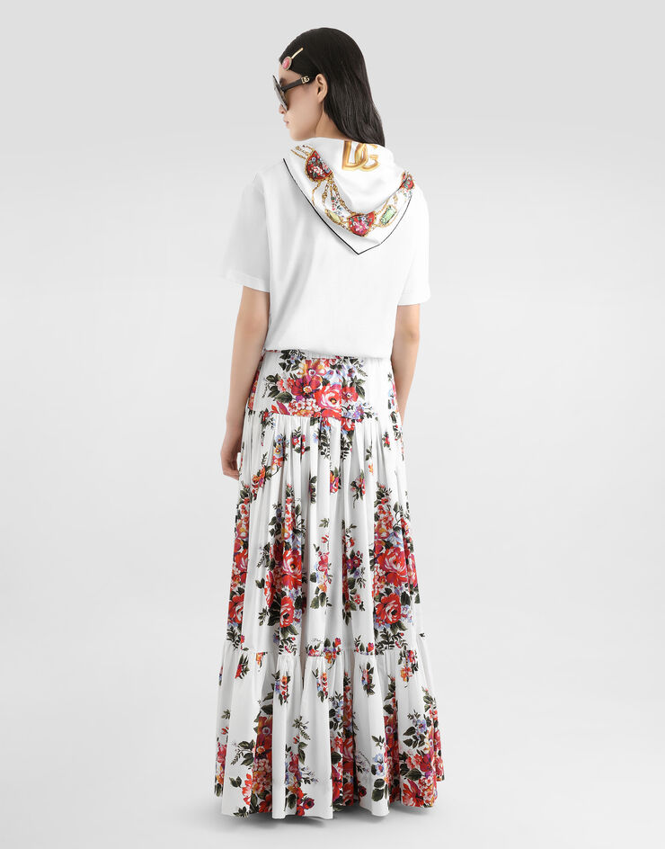 Dolce & Gabbana 티셔 츠 저지 소재 스카프 디테일 DG 자수 장식 화이트 F8W33ZGDDPW