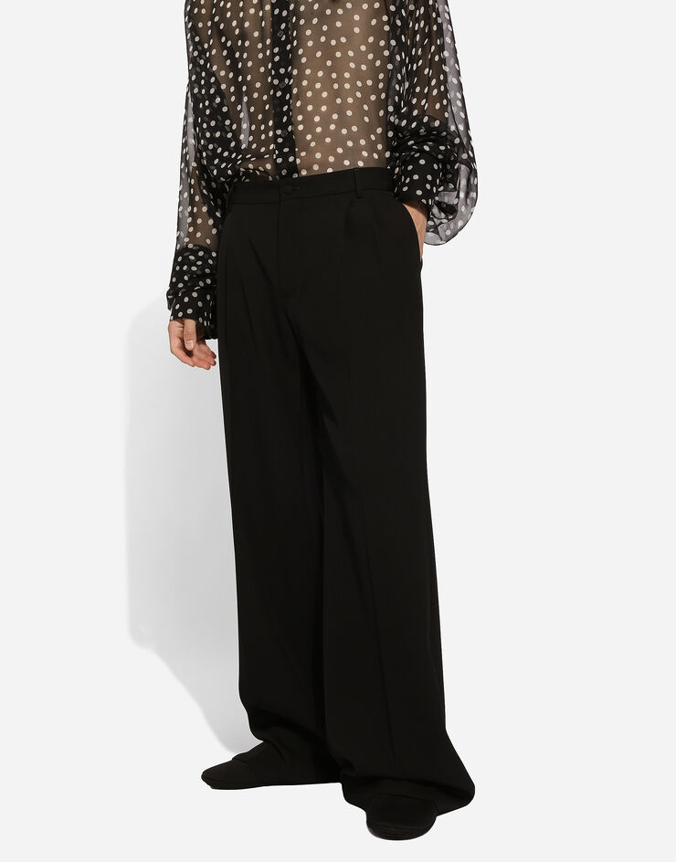 Dolce & Gabbana Tailored wool pants with darts Black GV0DHTFU27J