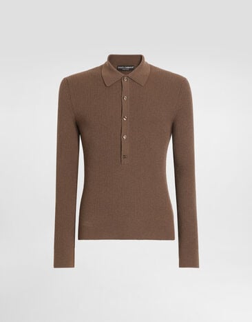 Dolce & Gabbana Ribbed wool polo shirt  GXZCXTJGMK7