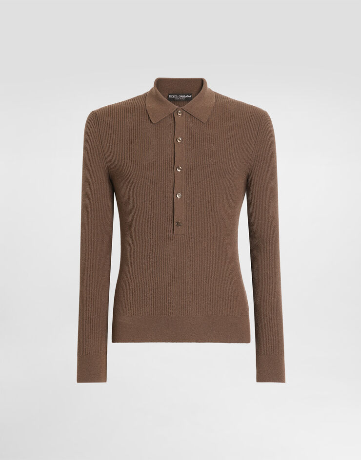 Dolce & Gabbana Ribbed wool polo shirt  GXZCXTJGMK7