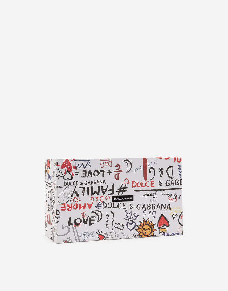 Dolce & Gabbana Sneaker Portofino aus kalbsnappaleder mit schriftzug WEISS/ROSA CK1602AN298