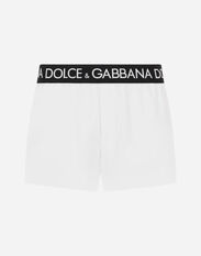 Dolce & Gabbana Short swim trunks with branded stretch waistband Blue M4A72JONN67