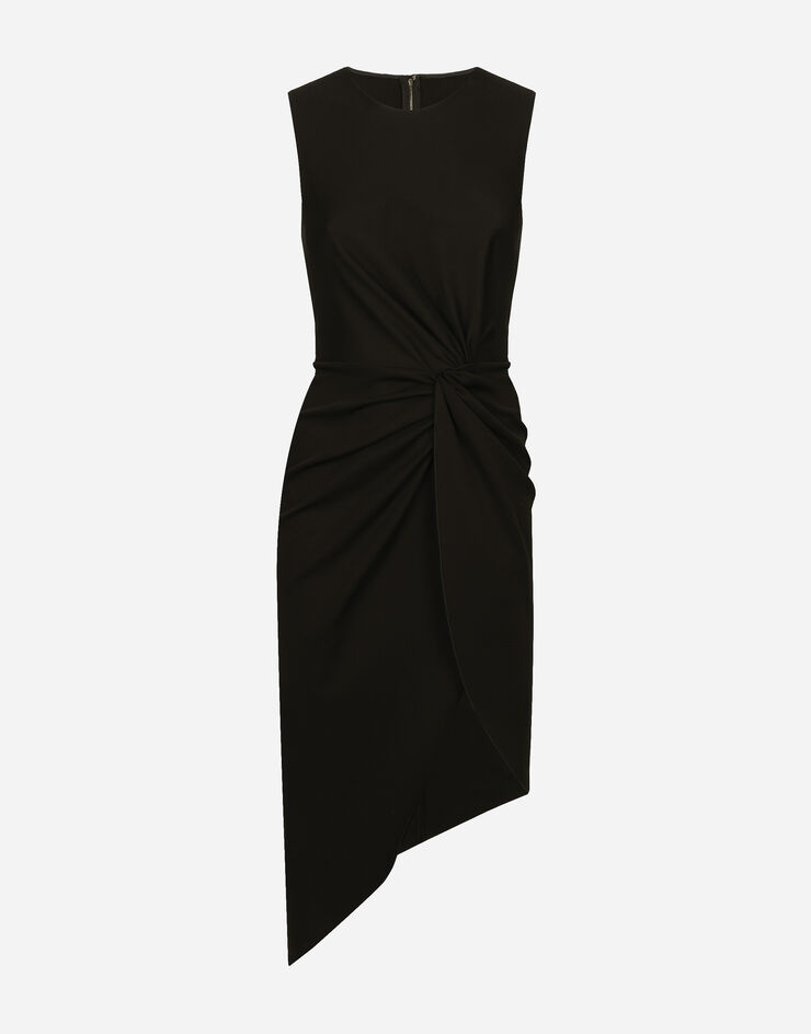 Dolce&Gabbana ロンゲットドレス ミラノリブジャージー ドレープ ブラック F6R1ITFUGRC