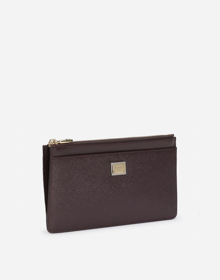 Dolce & Gabbana Porte-cartes grand format en cuir de veau avec plaquette à logo Violet BI1265A1001