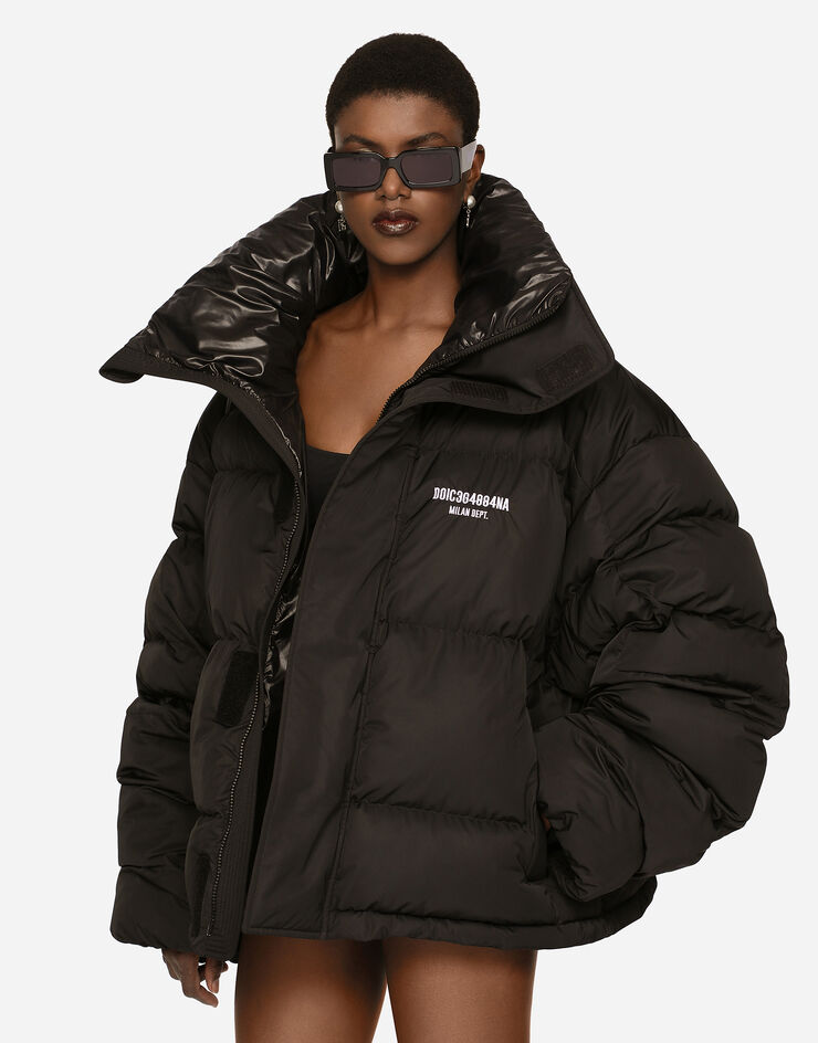 Dolce & Gabbana Padded nylon down jacket with high neck DGVIB3 Black F9R72ZGH095