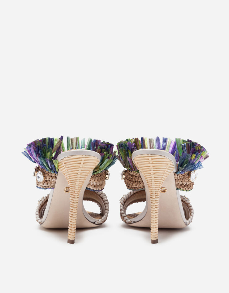 Dolce & Gabbana Mules in straw with bejeweled embroidery VERDE CR1012AX854
