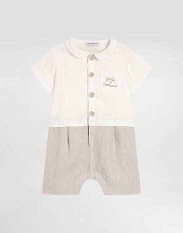 Dolce & Gabbana Linen romper with embroidery Multicolor L12O04G7PSZ