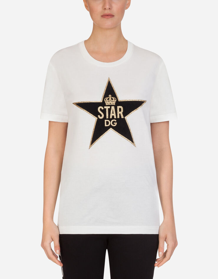 Dolce & Gabbana MILLENNIALS STAR PRINT JERSEY T-SHIRT WHITE F8L90ZG7VDT