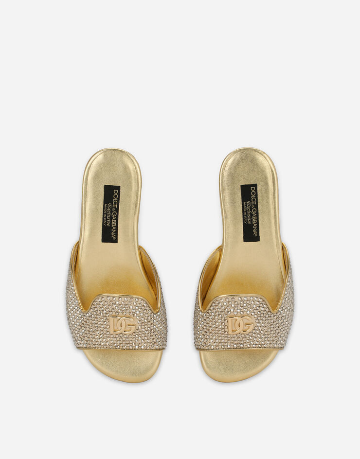 Dolce & Gabbana Satin DG logo sliders with fusible rhinestones Dorado D10314B9O82