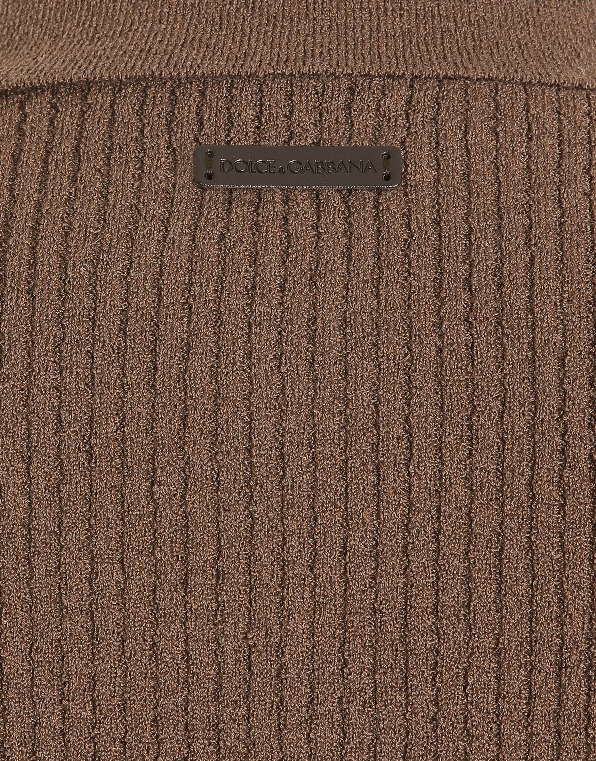 Ribbed wool polo shirt - thumbnail 4