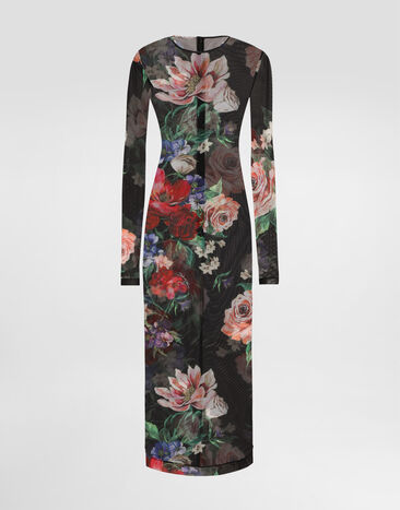Dolce & Gabbana Tulle calf-length dress with floral print Print F6IAPTFSUBV