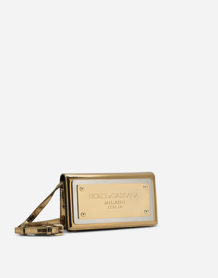 Dolce & Gabbana Phone bag with branded maxi-plate Gold BI3149AY828