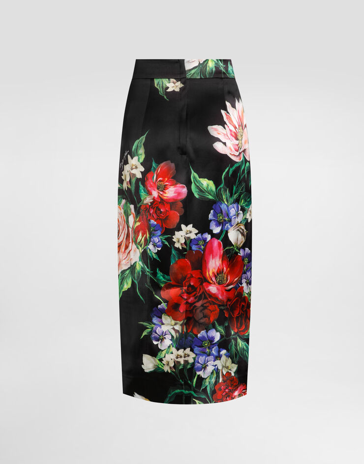 Dolce & Gabbana Floral-print satin calf-length pencil skirt Print F4BCATFSIB5