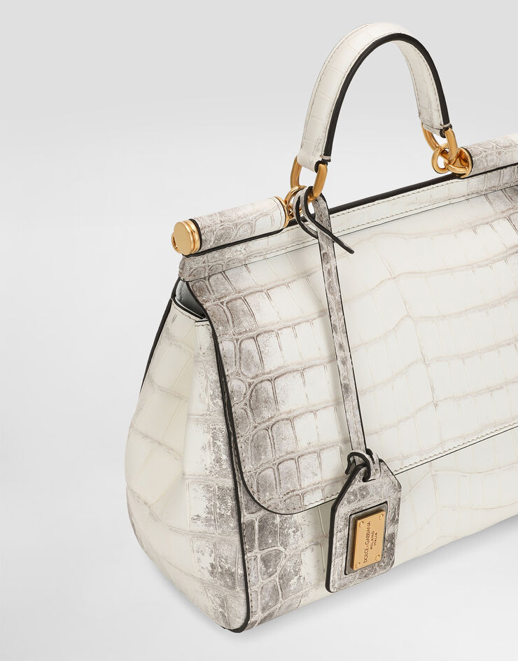 Dolce & Gabbana Large Sicily handbag in himalayan crocodile leather White BB6002B2EM1