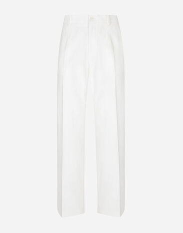 Dolce & Gabbana Pantalón en gabardina de algodón con pernera recta Imprima G5IF1THI1SV