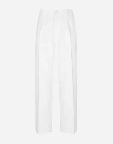 Dolce & Gabbana Pantalón en gabardina de algodón con pernera recta Blanco GYZMHTFU60L