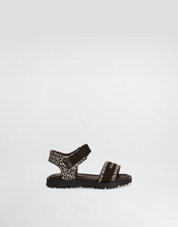 Dolce & Gabbana Calfskin sandals with Dolce&Gabbana logo print Blue DL0085A4434