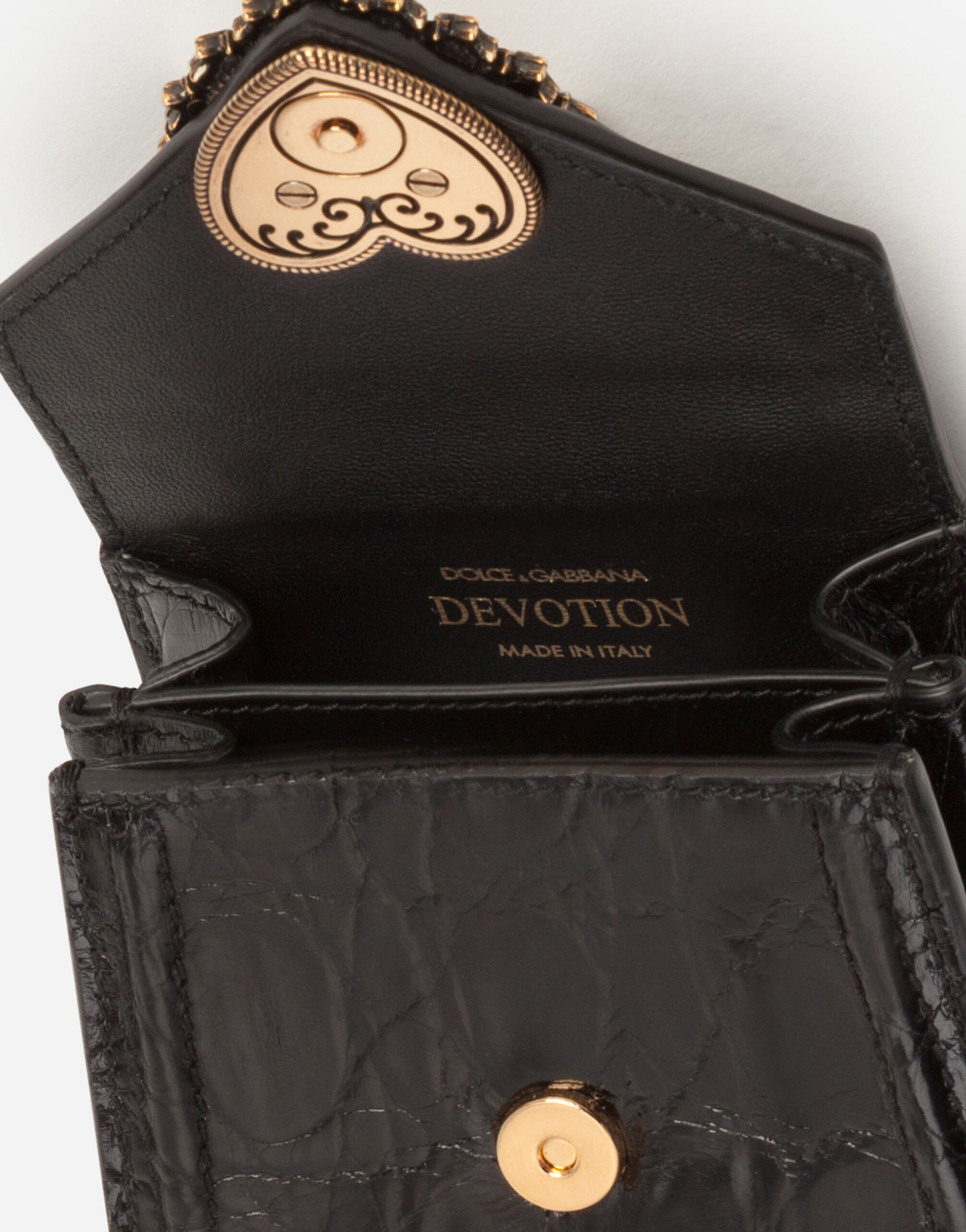 Devotion micro bag in crocodile flank leather in Black for Women