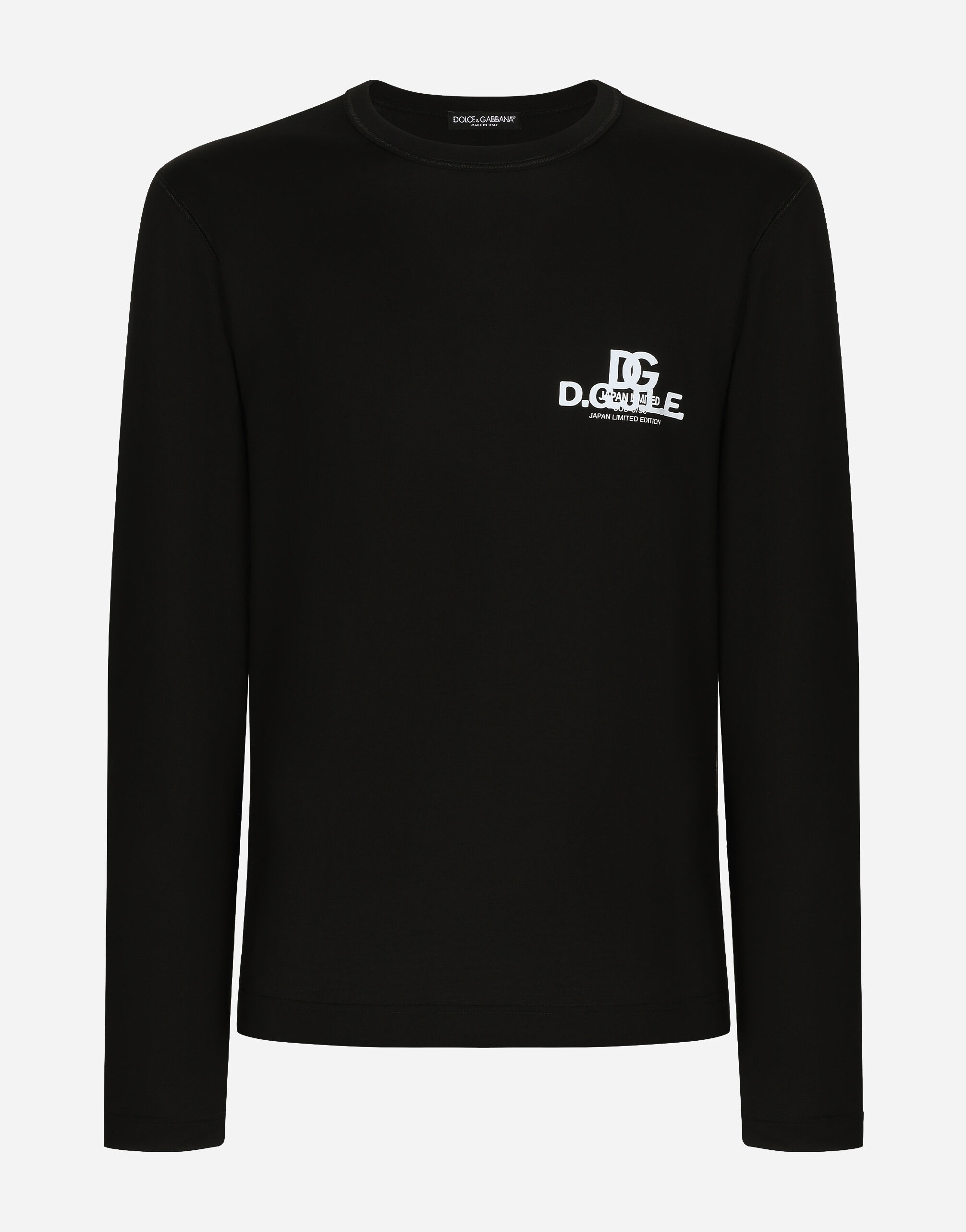 Long sleeved cotton T shirt in Black for Men Dolce Gabbana US