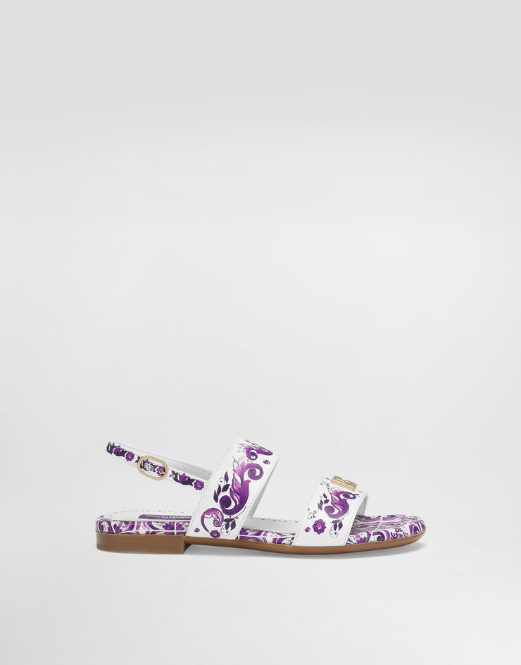Dolce & Gabbana Majolica-print calfskin sandal Multicolor D10819A1114