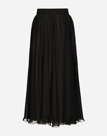 Dolce&Gabbana Gonna a ruota vita alta in chiffon Black F4CPUTFU1AT