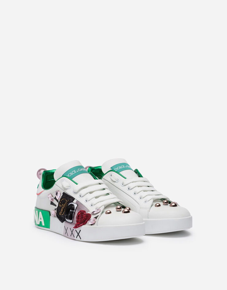 Dolce & Gabbana Portofino sneakers in nappa calfskin with patch and embroidery РАЗНОЦВЕТНЫЙ CK1544AX169
