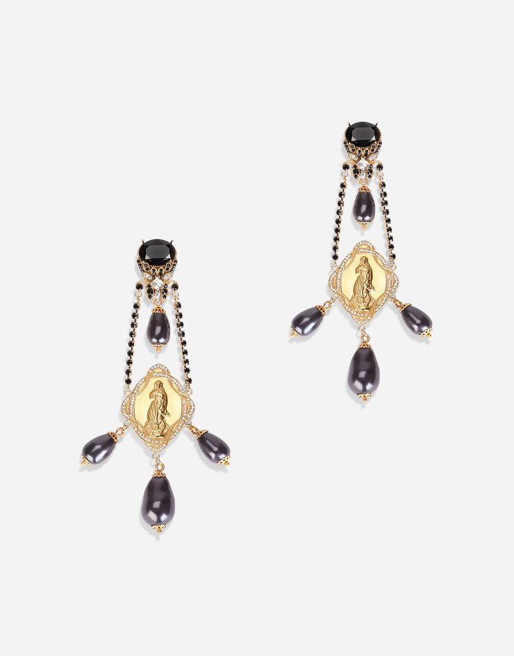 Dolce & Gabbana Drop earrings with decorative details BLACK/GOLD WEM4M1W1111