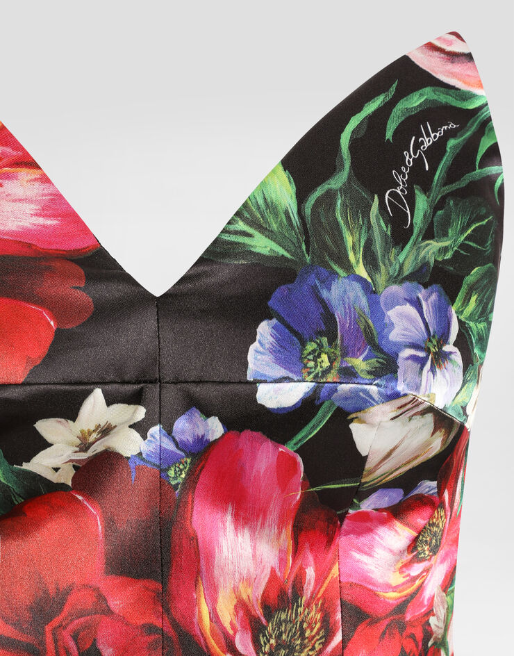 Dolce & Gabbana Satin corset top with floral print Print F7AX9TFSIB5