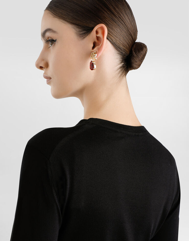 Dolce & Gabbana Silk pullover with flower brooch Black FXX48ZJBSO1