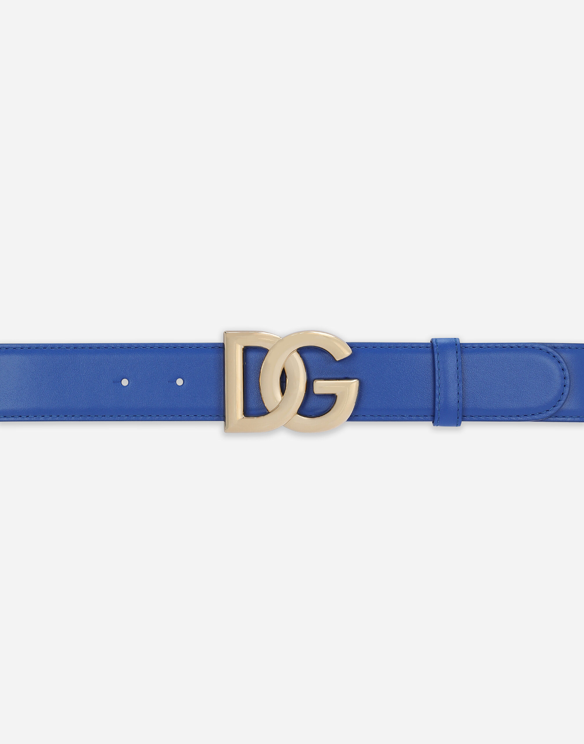 Calfskin belt with DG logo in Blue Dolce Gabbana