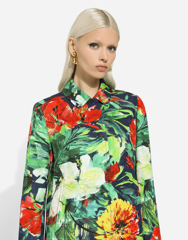 Dolce & Gabbana Manteau en brocart à imprimé bloom Imprimé F0C8WTFSTBI