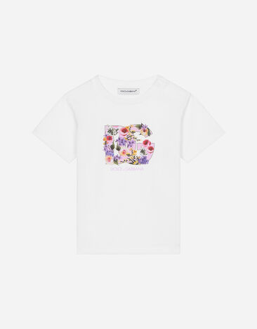 Dolce & Gabbana Jersey T-shirt with floral DG print Print L23DI5FI5JW