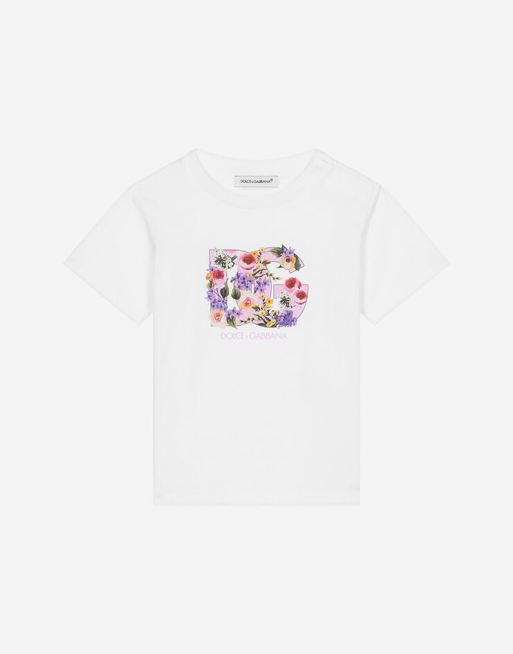 Dolce & Gabbana Camiseta de punto con estampado DG de flores Blanco L2JTKTG7M8C