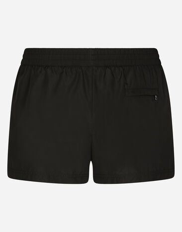 Dolce & Gabbana Short swim trunks with branded tag Black M4E48TFUSFW