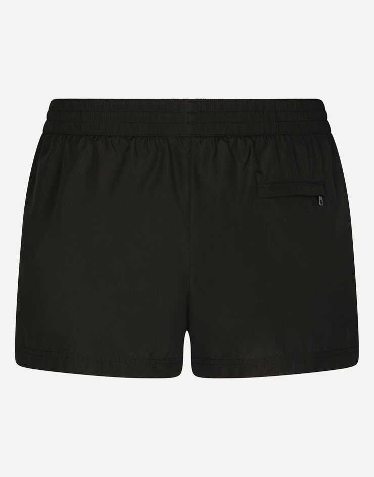 Dolce & Gabbana Short swim trunks with branded tag Black M4E48TFUSFW
