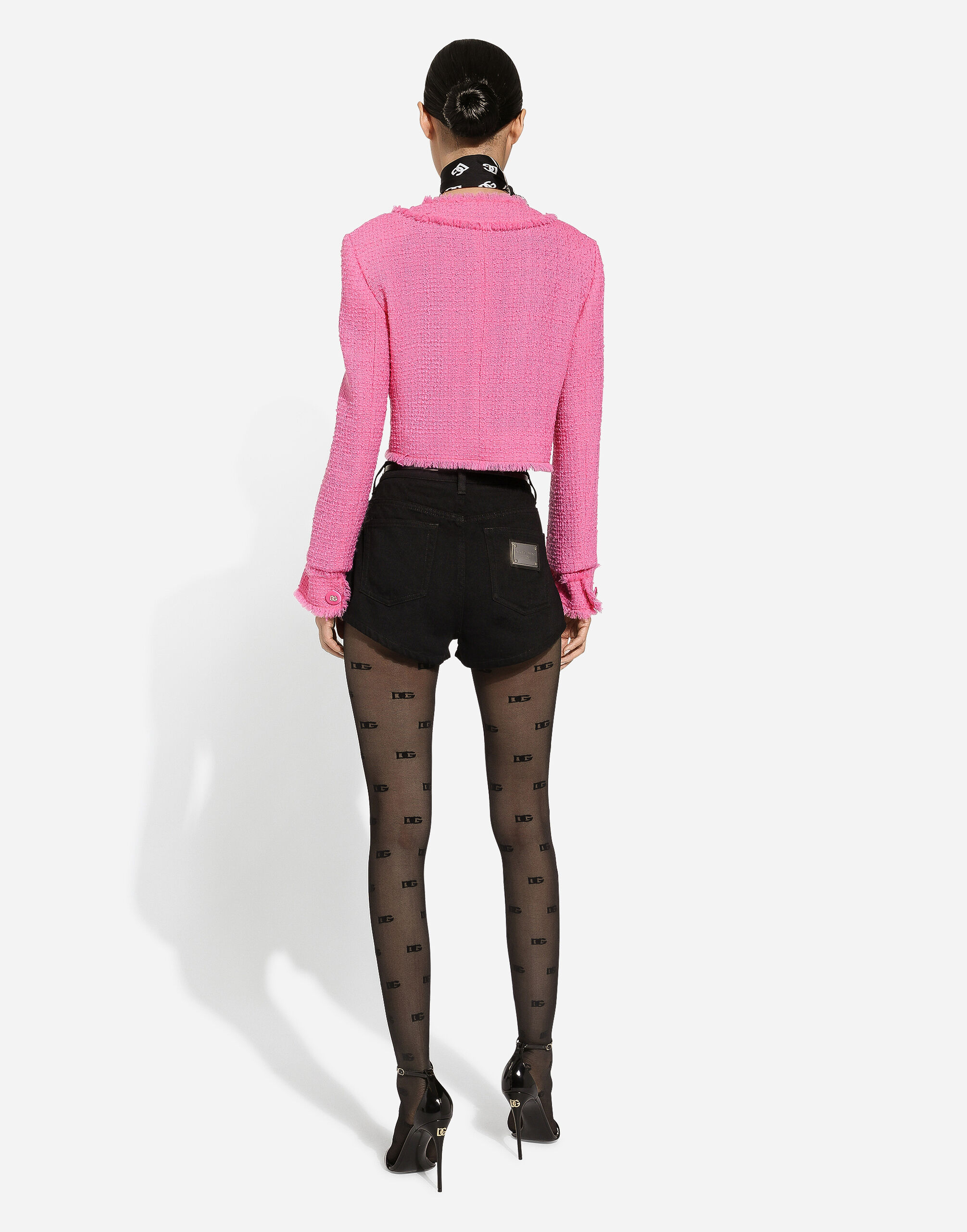 Short raschel tweed jacket in Pink for Women | Dolce&Gabbana® US