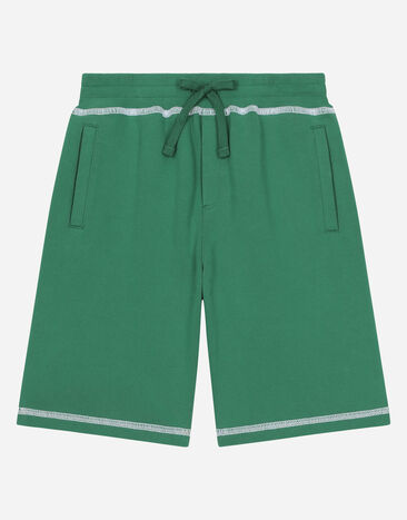 Dolce & Gabbana Bermudas aus Jersey mit Kontrastnähten und DG-Logo Drucken L44S10FI5JO