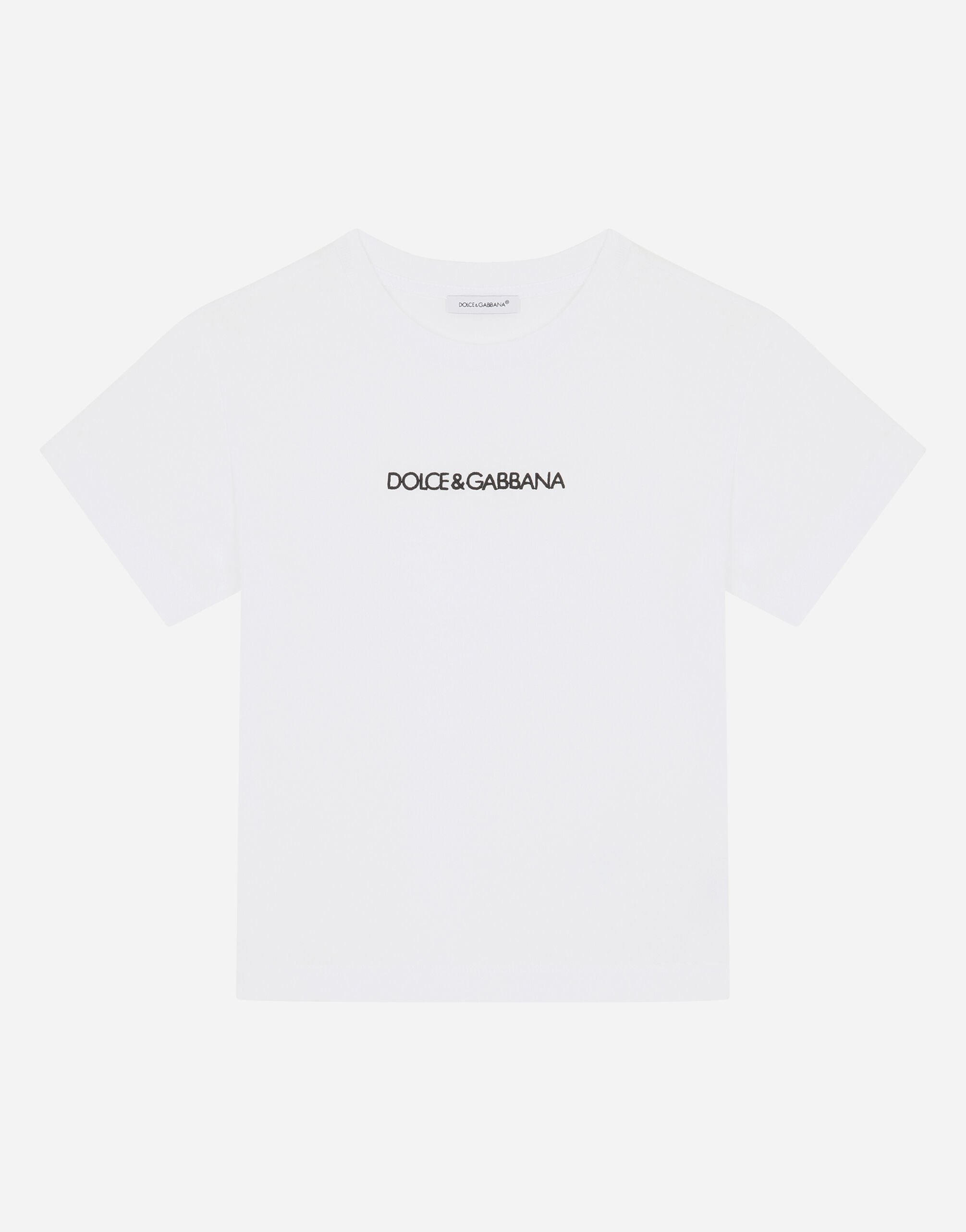 Dolce & Gabbana Jersey t-shirt with logo embroidery Blue L41J68HUMMF