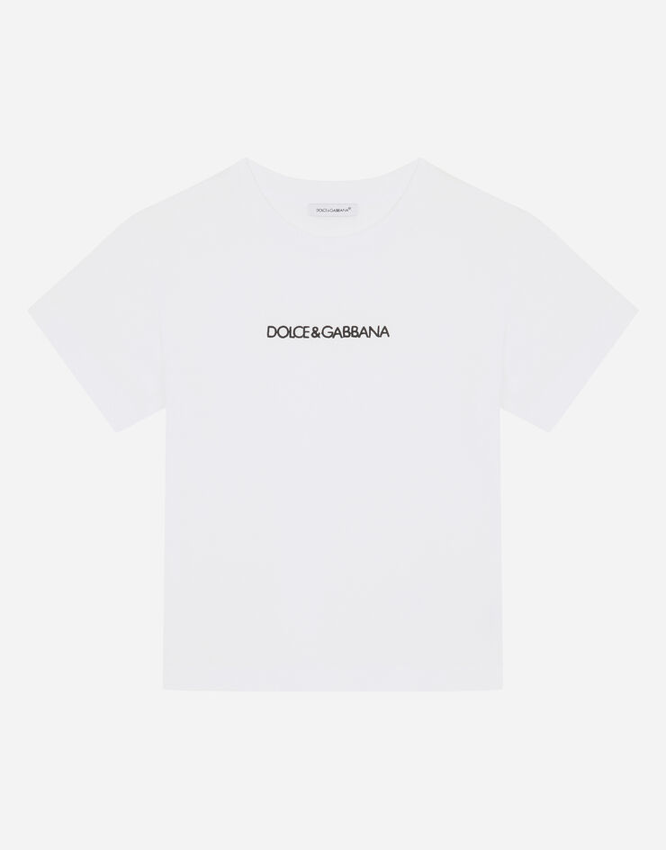 Dolce & Gabbana Camiseta de punto con logotipo bordado Blanco L4JT7NG7STN