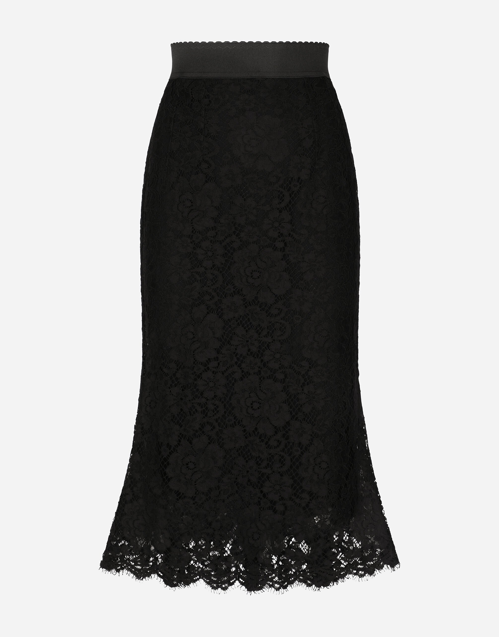 Dolce & Gabbana Long mermaid skirt in lace Black F4CIKTFUGPF